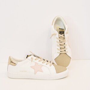 NEW Vintage Havana Rush Pink Star Low Top Sneakers White Taupe Gold 10